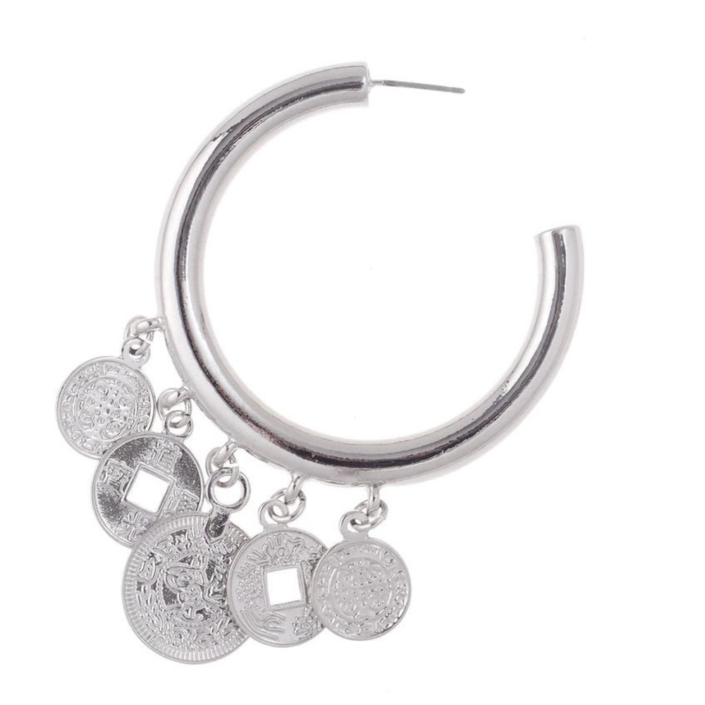ZAXIE By Stefanie Taylor Coin Drop Hoop Earring